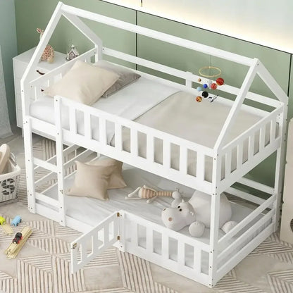 Fenced-in and Door-Equipped Twin-Over-Twin bunk bed
