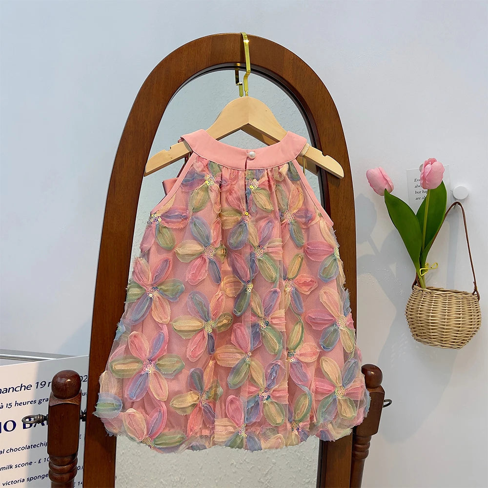 Kids Girls Colorful Flower Design Summer Dresses childrensterritory