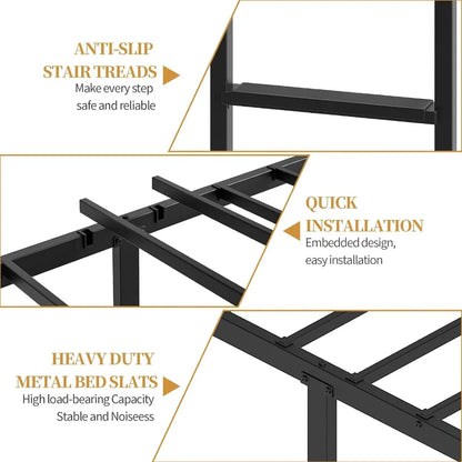 Metal Twin Bunk Beds for Kids/Teens/Adults with Stairs