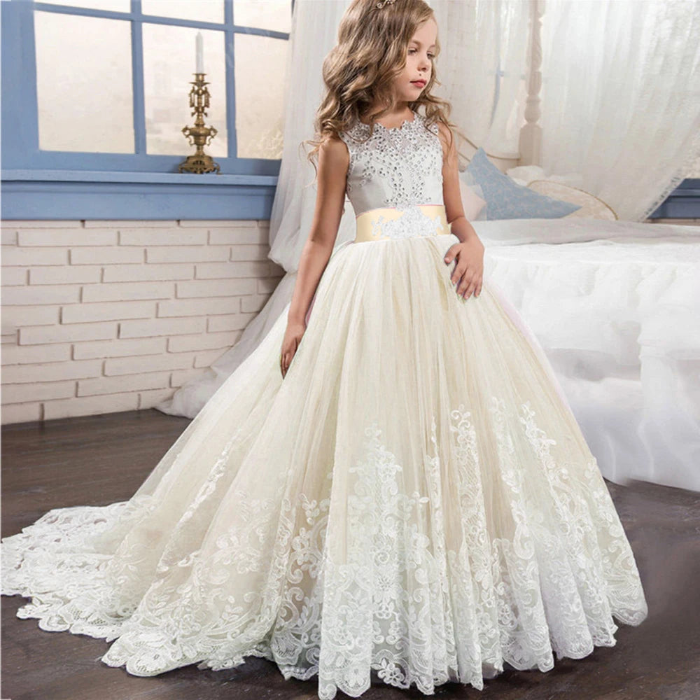 Long Bridesmaid Kids Dresses For Girls/Princess Dresses