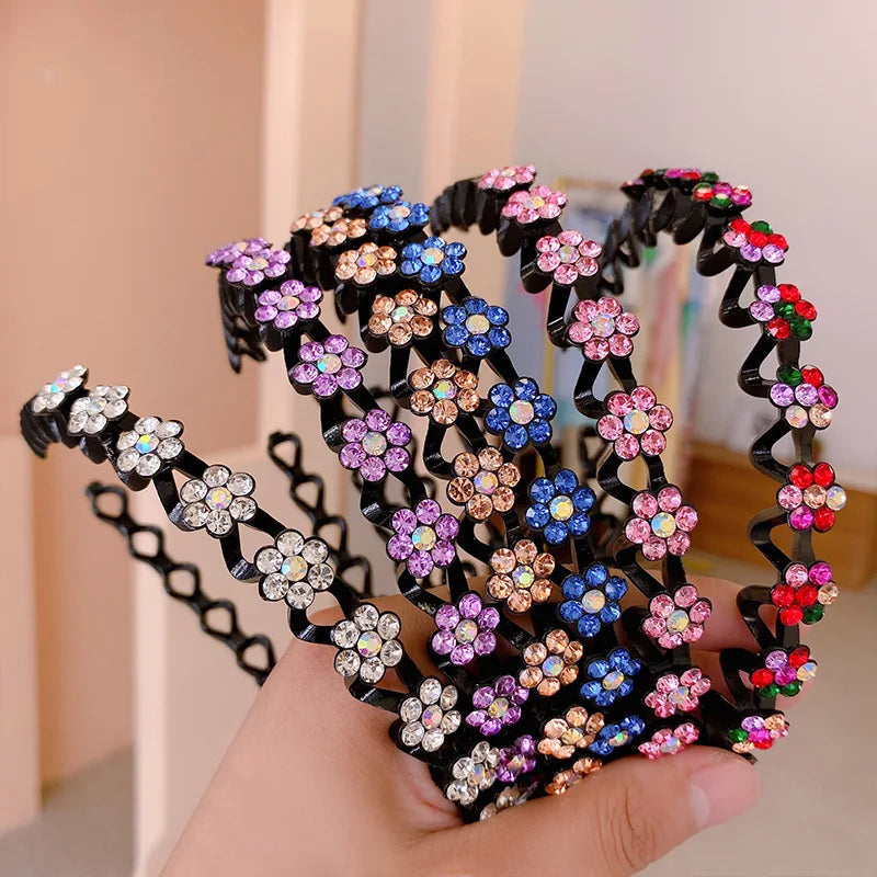Pearl &amp; Rhinestone Decorated Non-Slip Hairbands for Girls