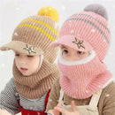 Kids Warm Knitted Plus Fleece Beanie with Face Cover childrensterritory