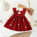 Girls’ Elegant Bow Design Long-Sleeve Warm Dresses childrensterritory
