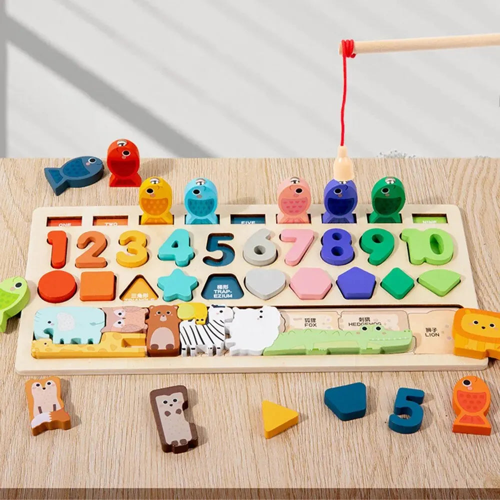 Kids Wooden Busy Board Digital Shapes Matching Toy childrensterritory