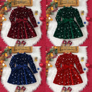 Girls' Full Sleeves Bowknot Design Party Dresses