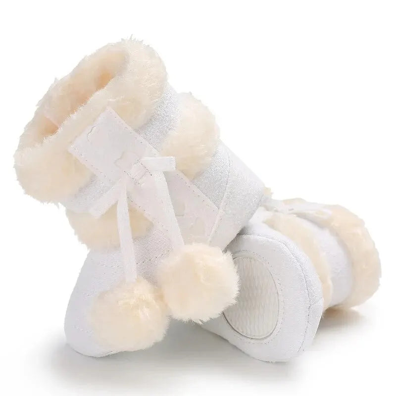 Pompom Design Warm Snow Boots in 4-Colors for Infants childrensterritory