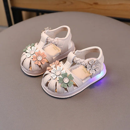 Toddler Girls Lightweight Flower Bow LED Sandals