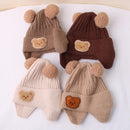 Cartoon Bear Ear Protection Knitted Hat for Toddler Boys Girls childrensterritory