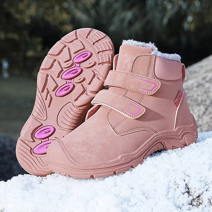 Kids Suede Fashion High Top Hook And Loop Warm Shoes