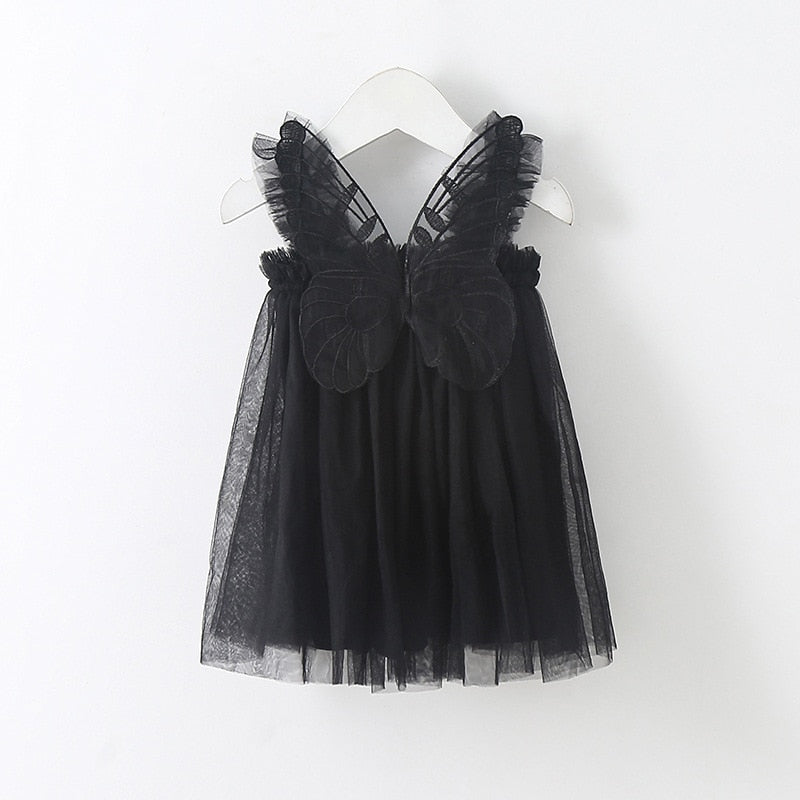 Baby Girl Sleeveless Tulle Birthday Party Dresses with Butterfly Wings childrensterritory
