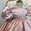 Little Girls Puff Sleeves Elegant Baptism Party Dresses