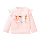 Kids Girls Cartoon Ballet Girls Print Cotton Top childrensterritory