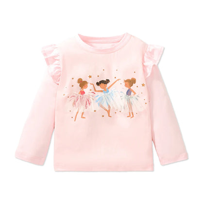 Cartoon Ballet Girls Design Cotton Tops for Kids childrensterritory