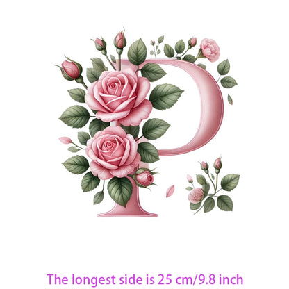Flower Letter Ironing Transfers Decals For Clothing Diy Appliques