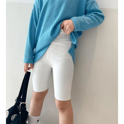 Kids Girls Skinny Solid Half Capris Sports Cropped Trousers childrensterritory