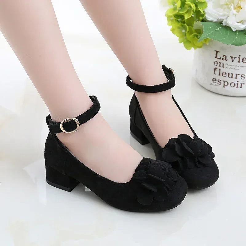 Girls Floral Design High Heels Shoes for Wedding Party