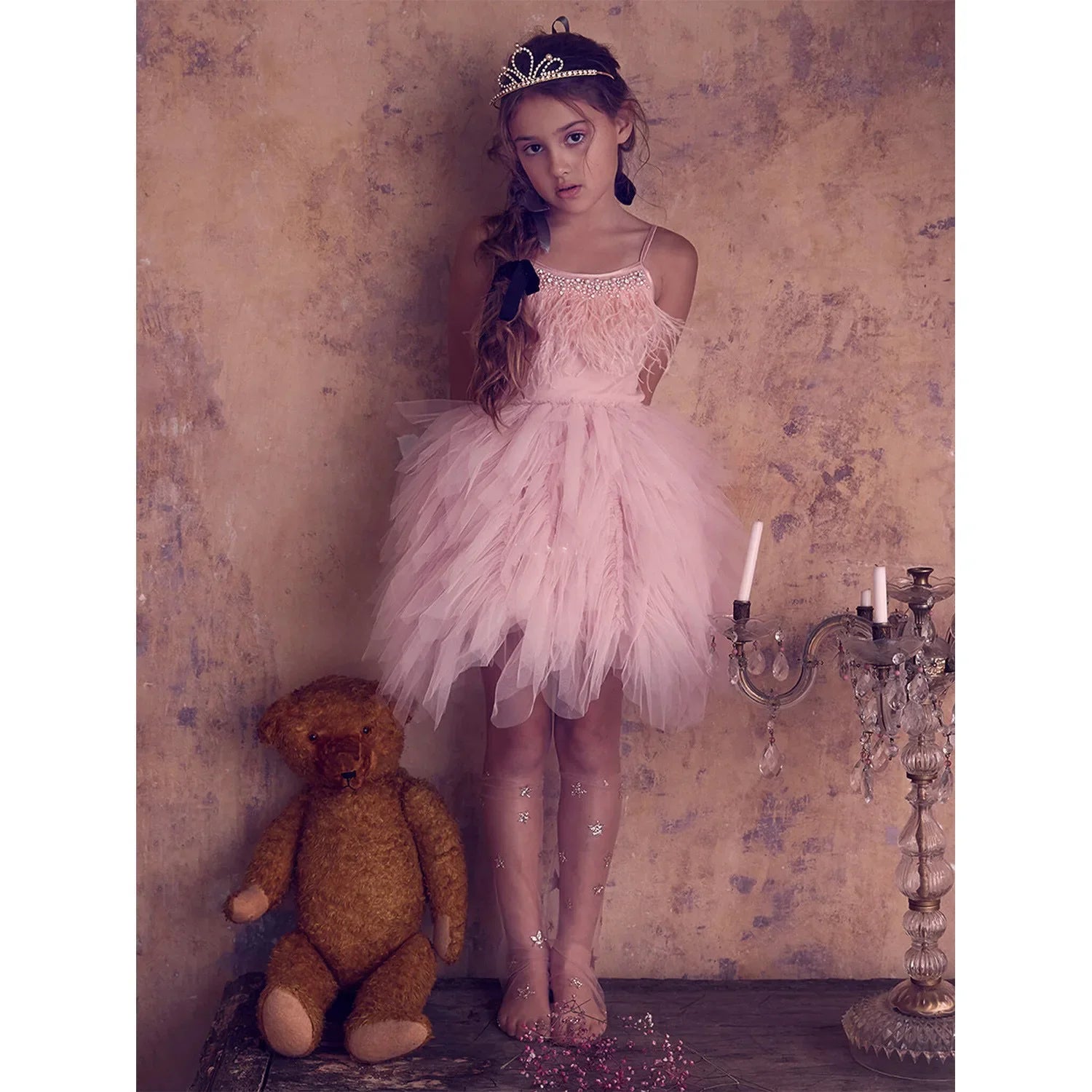 Sleeveless Lace Design Princess Dresses For Girls