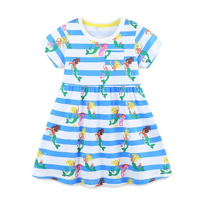 Kids Girls Cartoon Mermaid Design Summer Dress childrensterritory