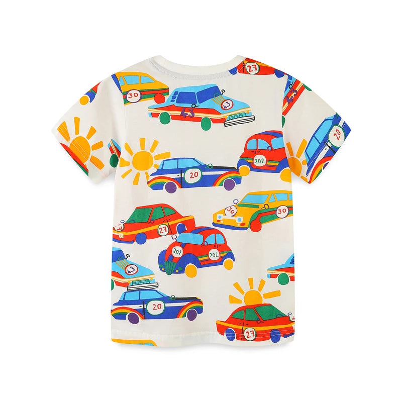 Racing Car Print Summer T-Shirts For Boys childrensterritory