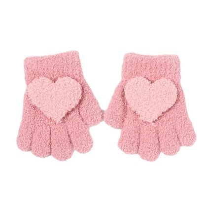 Kids Cartoon Design Furry Coral Fleece Short Gloves Mittens