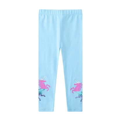 Kids Girls Cartoon and Floral Print Cotton Leggings/Trousers childrensterritory