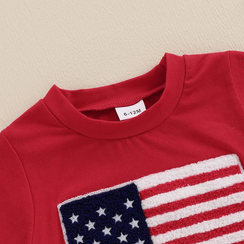 National Flag Letter Print Baby Boy Summer Outfits