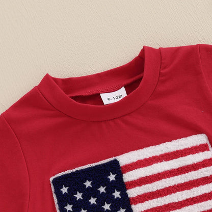 National Flag Letter Print Baby Boy Summer Outfits