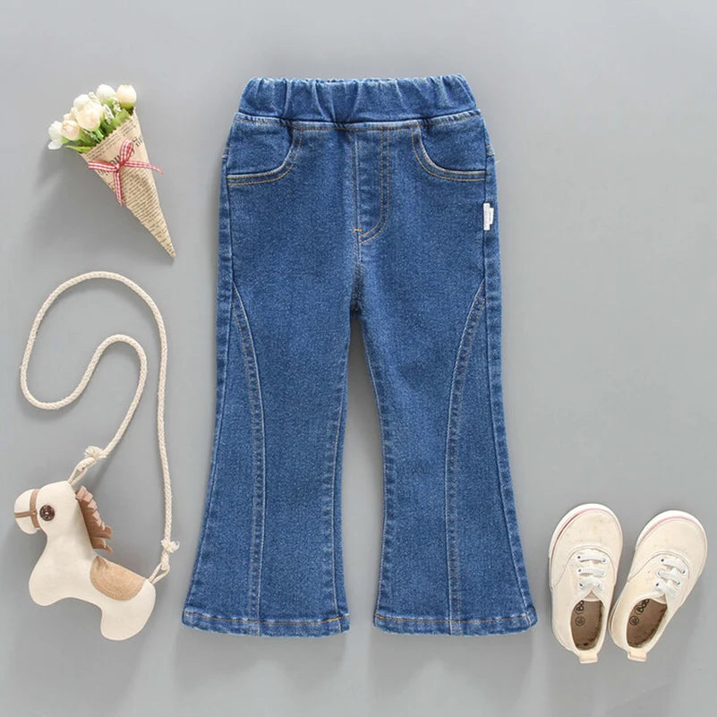 Little Girls Solid Color Denim Pants childrensterritory
