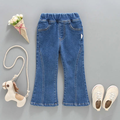 Little Girls Solid Color Denim Pants childrensterritory