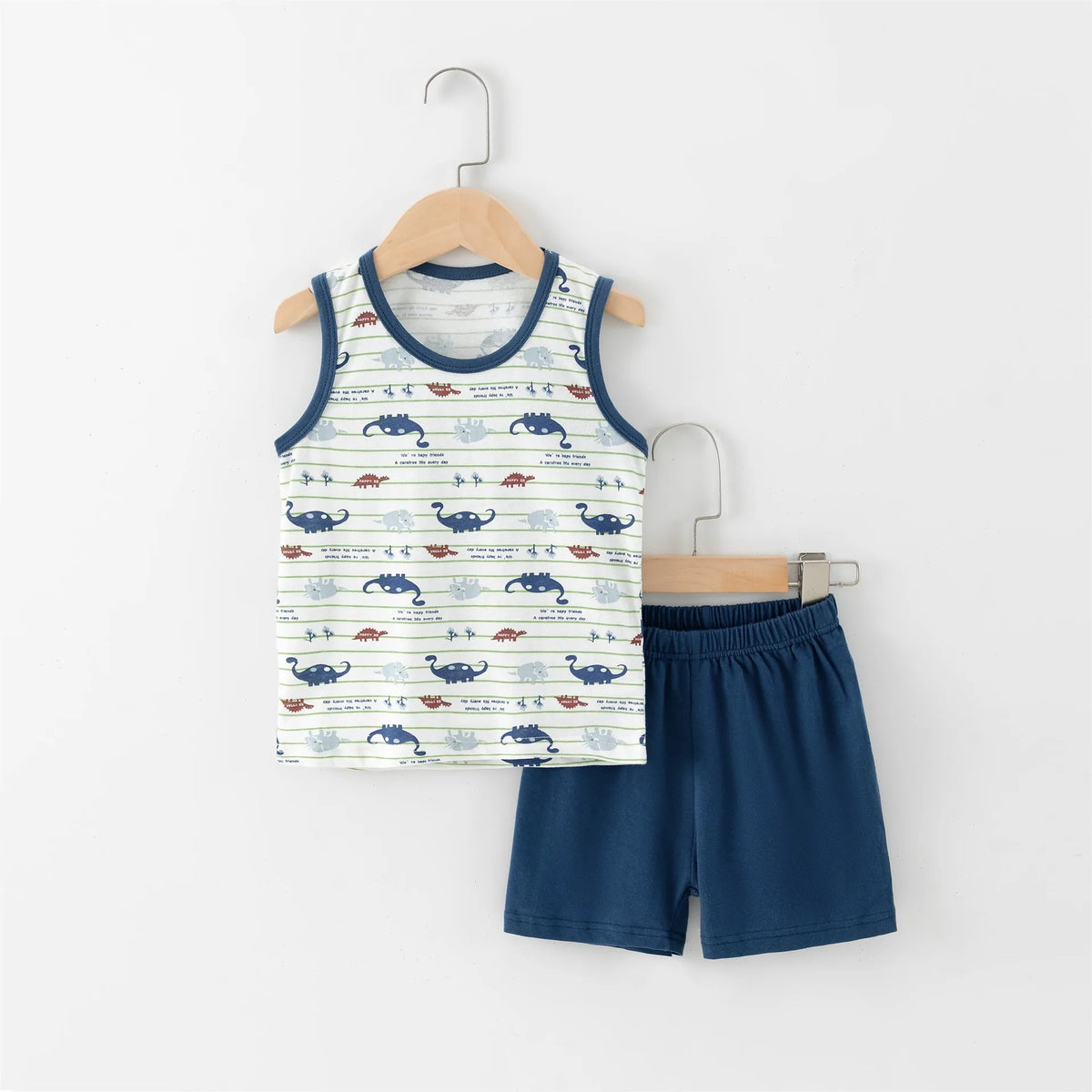 Kid Boy Girl Cartoon Design Sleeveless Cotton Vest and Pajamas Sets childrensterritory