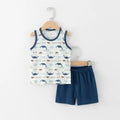Kid Boy Girl Cartoon Design Sleeveless Cotton Vest and Pajamas Sets childrensterritory