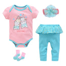 Baby Boy Girl 4 Pieces Clothing Clothes Set Romper + Hat + Pants + Shoes childrensterritory