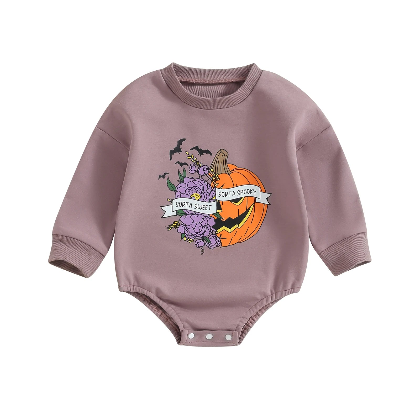Baby Girl Letters Pumpkin Print Halloween Bodysuit