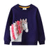 Horse Applique Design Kids Girls Long Sleeve Sweatshirts childrensterritory