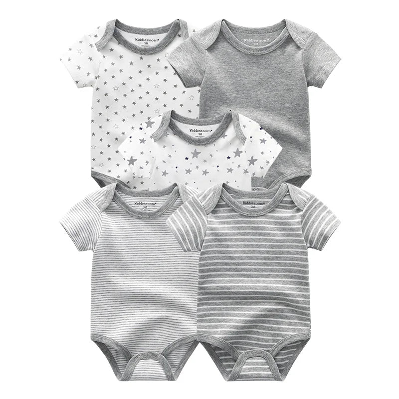 Cartoon Print Sleeveless 5Pieces Newborn Cotton Bodysuits childrensterritory