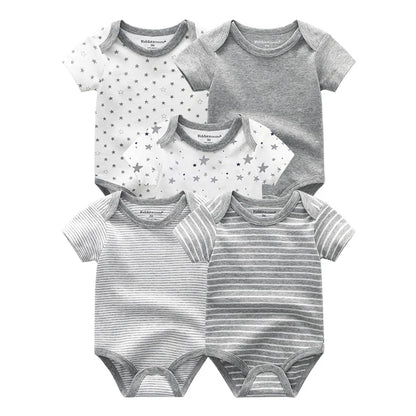 Cartoon Print Sleeveless 5Pieces Newborn Cotton Bodysuits childrensterritory