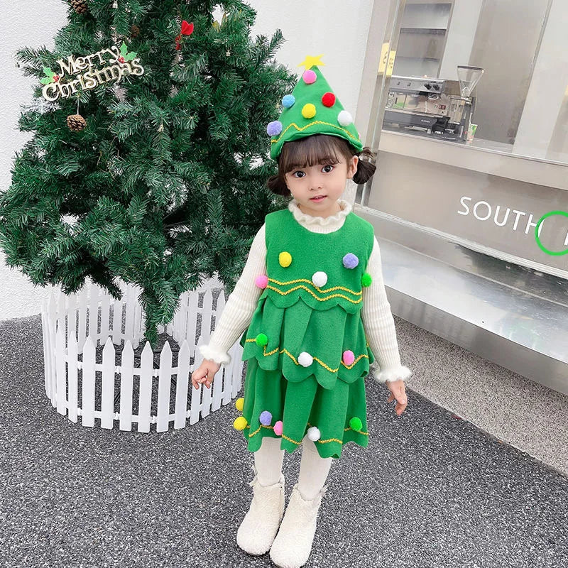 Kids Girls Christmas Tree Costume for Cosplay childrensterritory