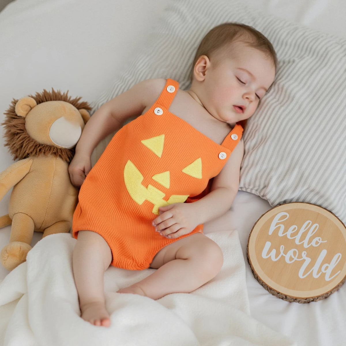 Baby Unisex Onesie of Pumpkin Design for Halloween