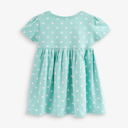 Cartoon Print A-Line Summer Casual Cotton Dress for Little Girls childrensterritory