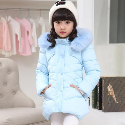 Kids Girls Mid-Length Hooded Windbreaker Coats childrensterritory