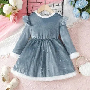 Girls' Long-Sleeved Christmas Party Dresses childrensterritory