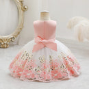 Cute Bow Golden Sequined Flower Birthday Dresses For Kids Girl childrensterritory