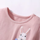 Little Girls Cartoon Rabbits Embroidered Summer Dress childrensterritory