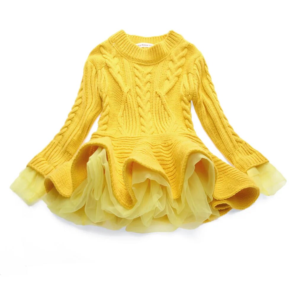 Kids Girls Ruffle Long Sleeve Warm Princess Dresses childrensterritory