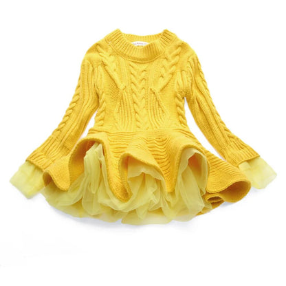 Kids Girls Ruffle Long Sleeve Warm Princess Dresses childrensterritory
