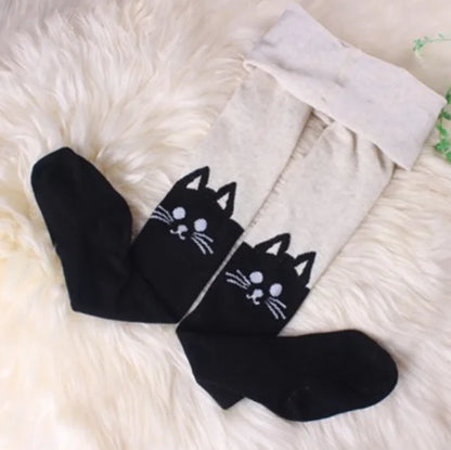 Cartoon Animal Print Girls Winter Knitted Cotton Stockings childrensterritory