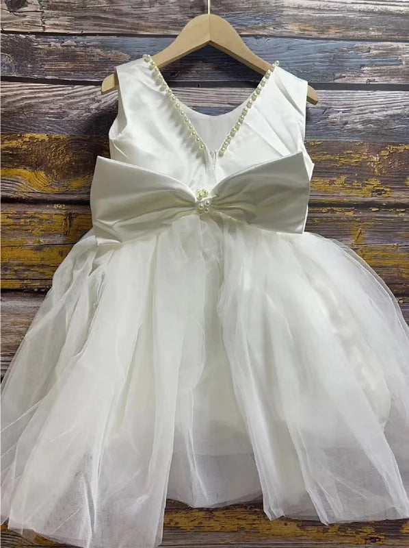 Little Girls Bridemaid Wedding Party Big Bow Princess Dress