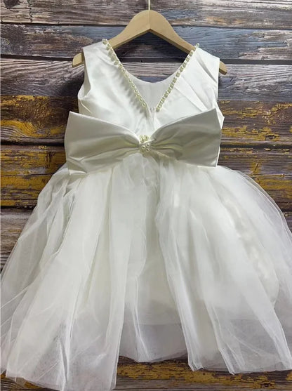 Little Girls Bridemaid Wedding Party Big Bow Princess Dress