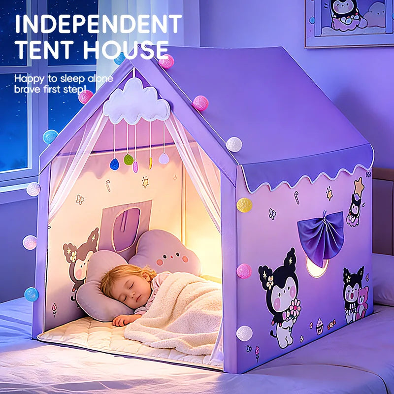 Kids Large Indoor Play Tent w/ Cotton Mat &amp; Longer Curtain