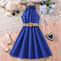 Kids Girls Off Shoulder Formal Summer Party Dresses With Belt